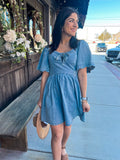 LIGHT DENIM MIDI DRESS