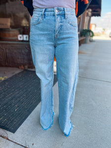 Risen Tummy Control Mid Rise Wide Jeans