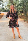 Black Floral Corduroy Dress