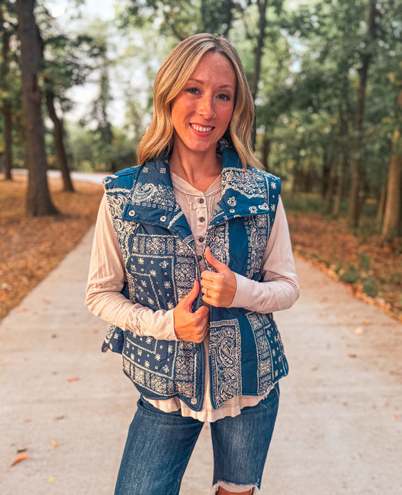 Dusty Blue Paisley Vest