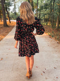 Black Floral Corduroy Dress