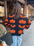 Halloween Theme Knit Cardigan With Ghost Sequins