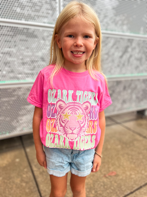 PINK COLORFUL TIGERS TEE