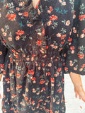 Black Floral Corduroy Dress