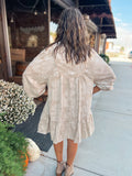 OATMEAL FLORAL PATTERN DRESS