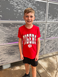 TIGERS OVERSIZED FONT TEE-RED