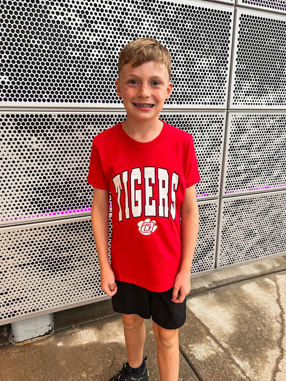 TIGERS OVERSIZED FONT TEE-RED