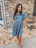 LIGHT DENIM FLORAL DRESS