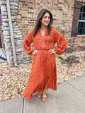 BURNT ORANGE FALL FLORAL MAXI