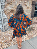 NAVY AND RUST FLORAL DRESS