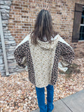 LEOPARD DETAILS HOODED TOP