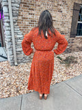 BURNT ORANGE FALL FLORAL MAXI