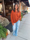 RUST WAFFLE KNIT SWEATER