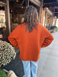 RUST WAFFLE KNIT SWEATER
