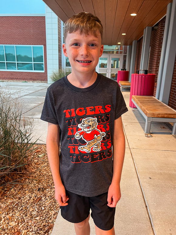 TIGERS BUBBLE STACK TEE-DARK GREY