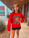 OZARK TIGERS STAR SLEEVES SWEATSHIRT-RED
