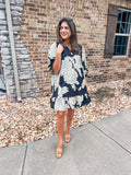 BLACK AND CREAM FLORAL DRESS
