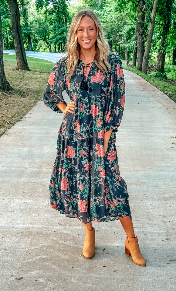 Paisley Crosspatch Midi Dress