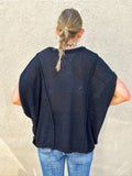 BLACK DROP SHOULDER SHORT SLEEVE RELAXED PULLOVER