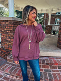 RED BEAN CHUNKY WAFFLE KNIT TOP