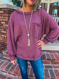 RED BEAN CHUNKY WAFFLE KNIT TOP