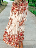Fall in Love Border Printed Chiffon Maxi Dress