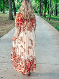 Fall in Love Border Printed Chiffon Maxi Dress