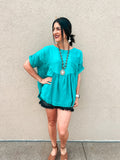 TEAL BABYDOLL TOP