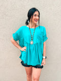 TEAL BABYDOLL TOP