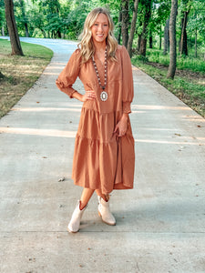 Textured Tiered Midi Dress