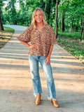 Bubble Sleeved Animal Print Blouse