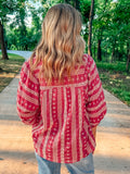 Boho Embroidered Stripe Blouse