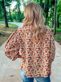 Vintage Floral Pintuck Blouse