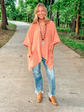 Peach Washed Cotton Gauze Oversized Top