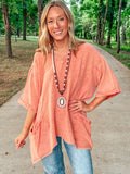 Peach Washed Cotton Gauze Oversized Top