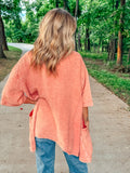 Peach Washed Cotton Gauze Oversized Top