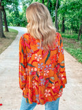 Printed Rayon Gauze Button Down Woven Top