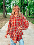 Mineral Washed Plaid Tunic Shirt