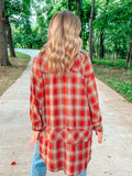 Mineral Washed Plaid Tunic Shirt
