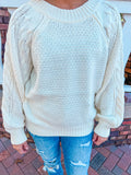 CREAM CABLE KNIT SWEATER