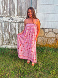 FLORAL BORDER PRINT MAXI DRESS