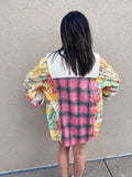 FLORAL/FLANNEL MIX BUTTON UP