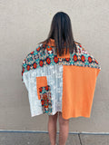 ORANGE LACE/COTTON MIX DESIGN BUTTON UP