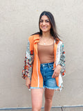 ORANGE LACE/COTTON MIX DESIGN BUTTON UP