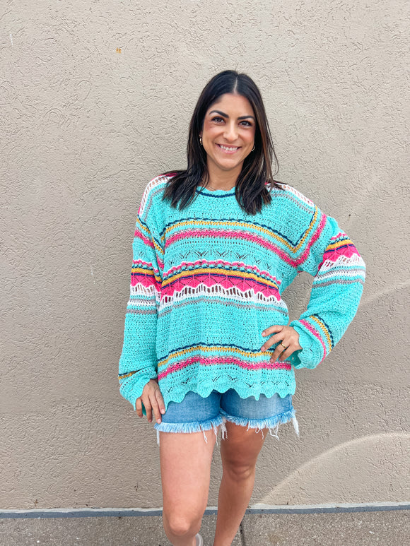 MINT STRIPED KNIT TOP