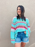 MINT STRIPED KNIT TOP