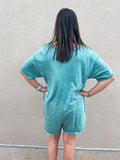 SAGE MINERAL WASHED KNIT ROMPER
