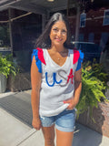 USA METALLIC TINCEL COLOR BLOCK TOP