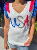 USA METALLIC TINCEL COLOR BLOCK TOP