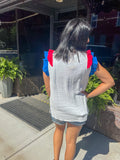 USA METALLIC TINCEL COLOR BLOCK TOP